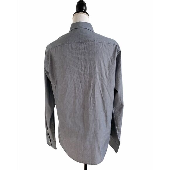 Michael Kors Men’s Tailored Fit Button Down Shirt Blue Gray Micro Stripe Small - Picture 5 of 8
